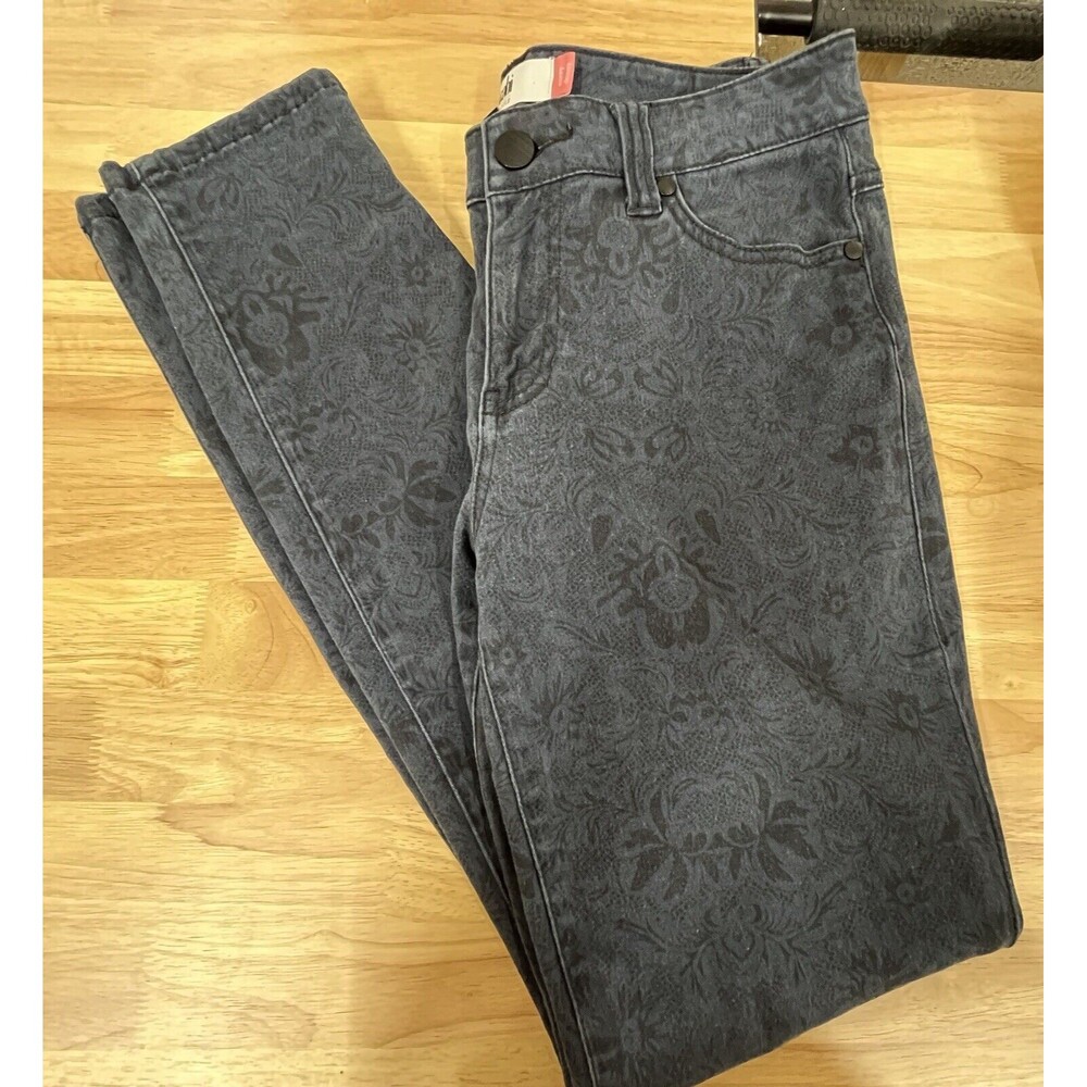 CAbi Skinny Jeans Pacific Blue Curvy Lace Print Modern Stretch COMFORT WM SZ 6